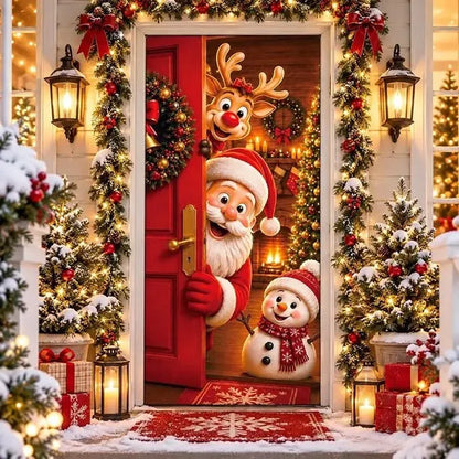 ✨⏳Only $11.99 Last Day Promotion🎄Christmas Santa Door Cover - Front Door Banner Decoration for Winter Holiday Supply✨