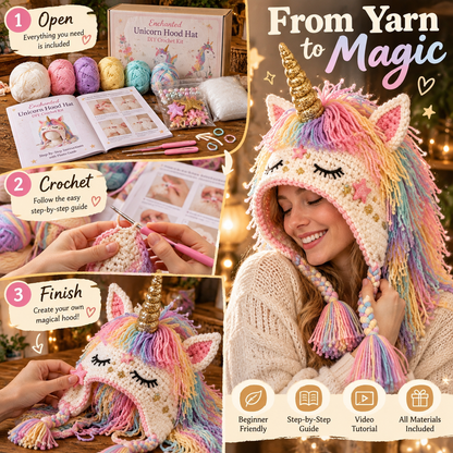 🔥Limited Time 50% OFF✨ Fantasy Animal Hood DIY Crochet Kit – Make Your Own Magical Hat