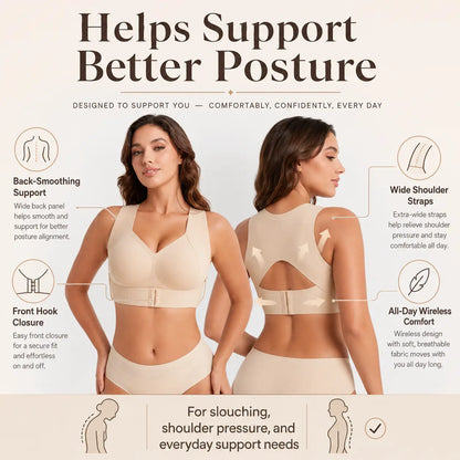🔥Limited Time-49% OFF🔥【Postural correction】Women’s Beige Wireless Support Bra | Soft Breathable Yoga & Daily Wear Bra