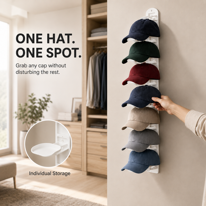 Jcocylse Hat Storage for Wall Mount – Baseball Cap Storage & Cap Holder, Space-Saving Hat Rack with Hooks for Hanging Caps