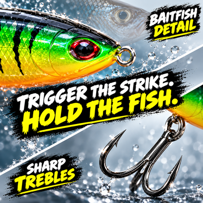 🔥50% OFF 🐟 5-Pack Rotating-Tail Topwater Lures – Long-Cast Action for Bass & Pike