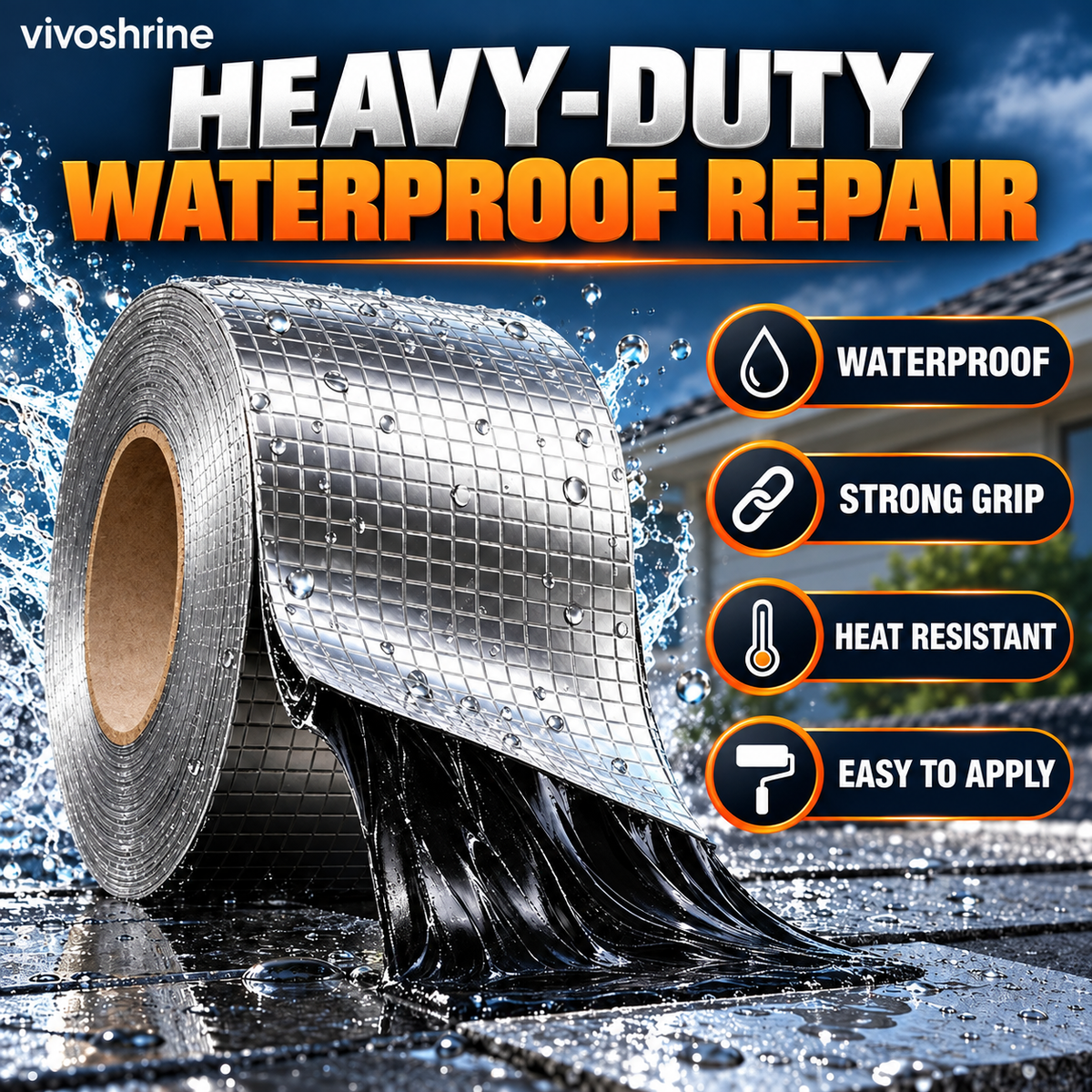 Heavy-Duty Butyl Waterproof Repair Tape – Heat-Resistant Self-Adhesive Seal for Roofs, Pipes & Cracks