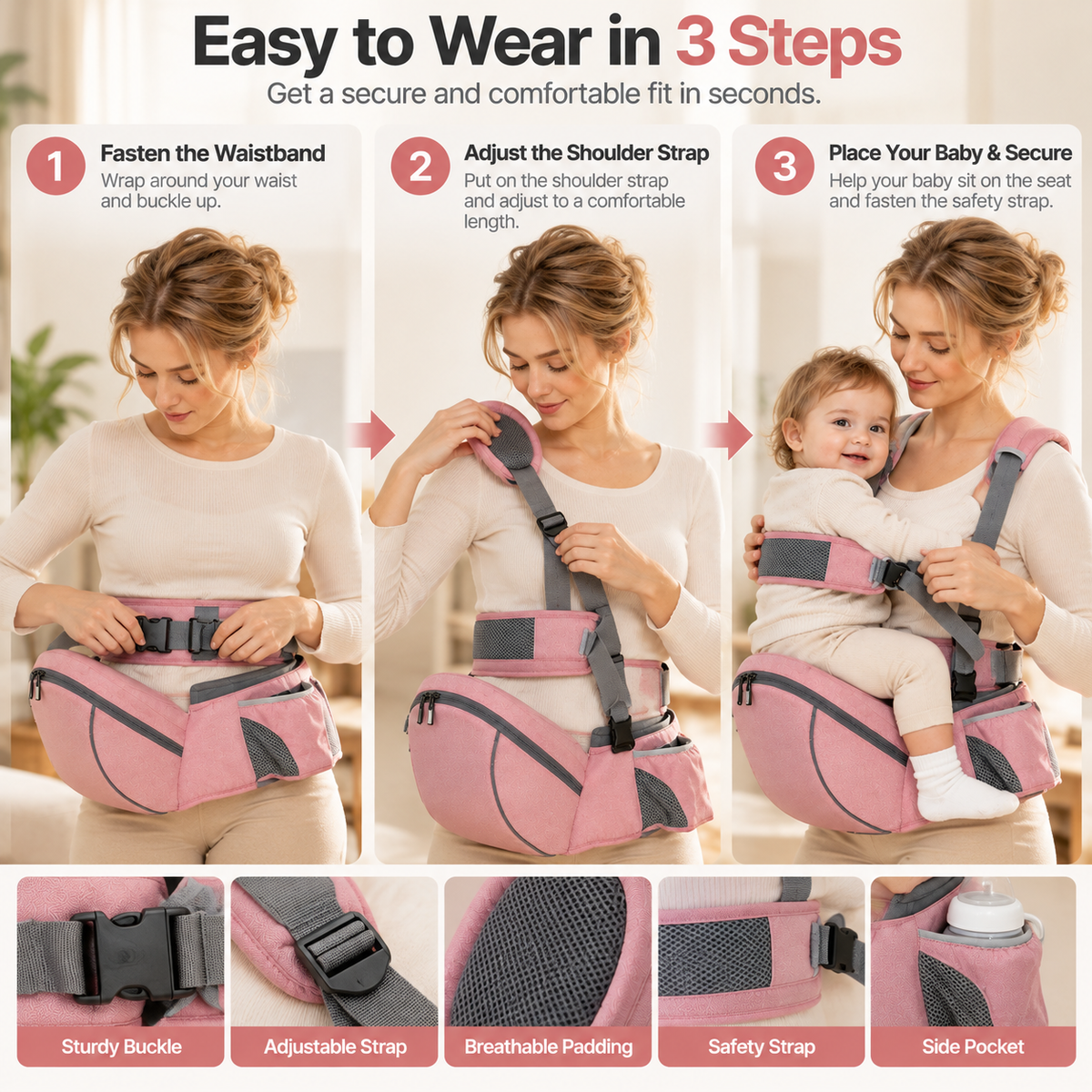 👶 Give Your Arms a Break | Ergonomic Baby Hip Seat Carrier with Storage