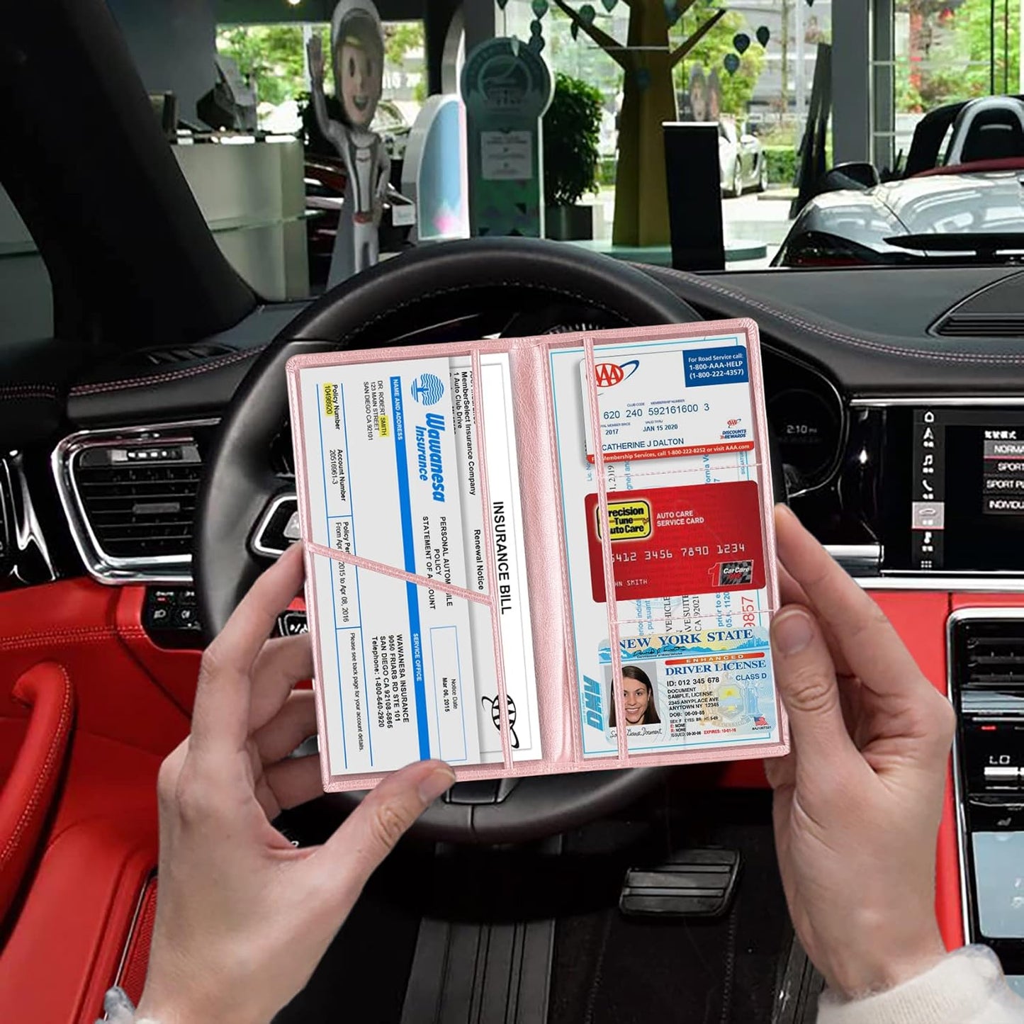 🗃️Car Registration & Insurance Card Holder, Magnetic Closure Vehicle Organizer, Car Essential Document Wallet