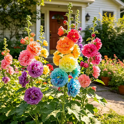 ⏰Don’t Miss Out🔥 Giant Double-Petaled Hollyhock 🌸 Large Flowers