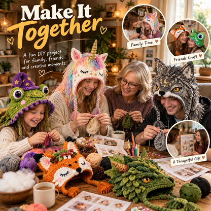 🔥Limited Time 50% OFF✨ Fantasy Animal Hood DIY Crochet Kit – Make Your Own Magical Hat