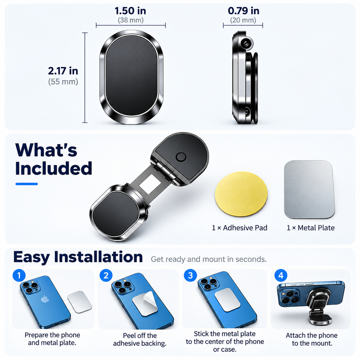 🔥 Limited Time Offer🚗 Foldable Magnetic Car Mount✨ Strong Magnet & 360° Rotation