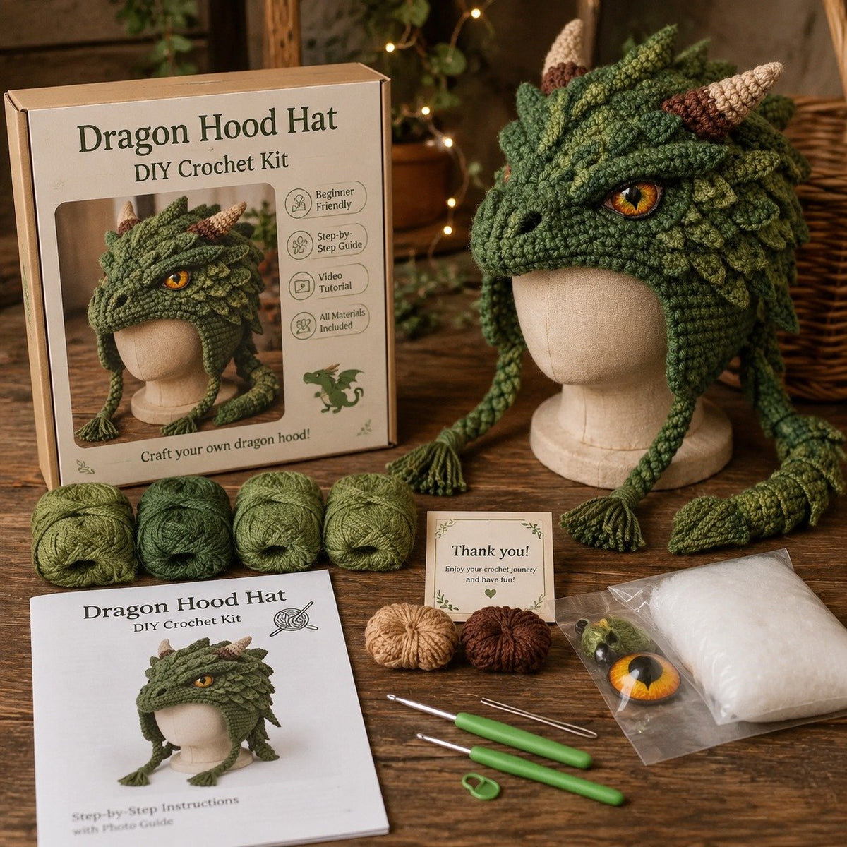 🔥Limited Time 50% OFF✨ Fantasy Animal Hood DIY Crochet Kit – Make Your Own Magical Hat