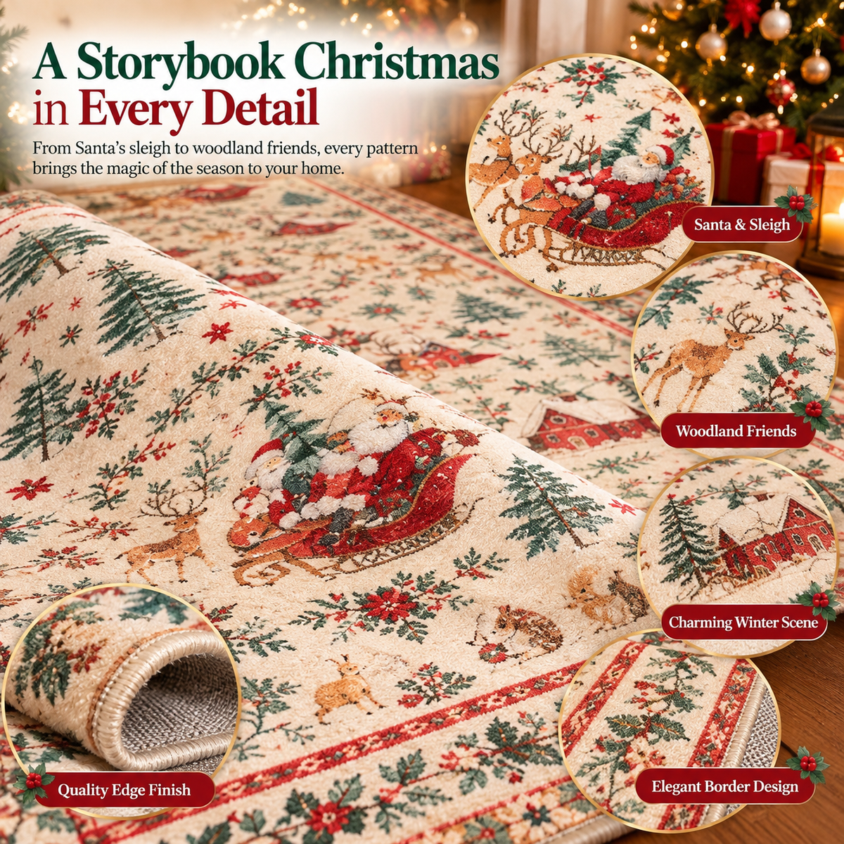 🎄 Bring Christmas Magic Home | Vintage Christmas Runner Rug – Festive Hallway & Entryway Decor