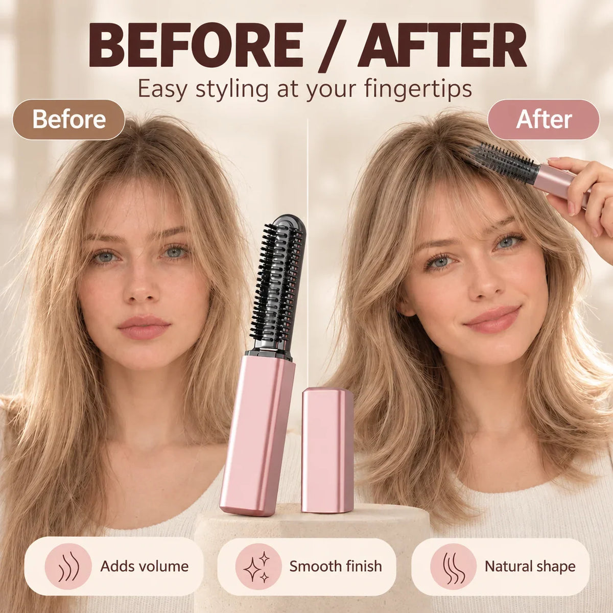 ✨ Tired of Messy Bangs? Style Them Anytime with This Compact Wireless Hot Comb! 💖