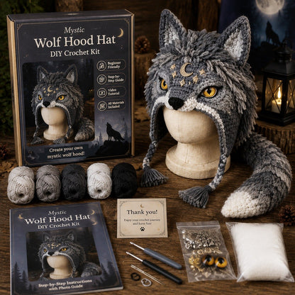🔥Limited Time 50% OFF✨ Fantasy Animal Hood DIY Crochet Kit – Make Your Own Magical Hat