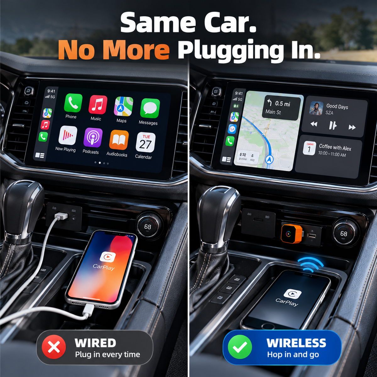🔥 Limited Time Offer🚗2027 Wireless CarPlay Converter✨ Easy Plug & Play, No Cables Needed