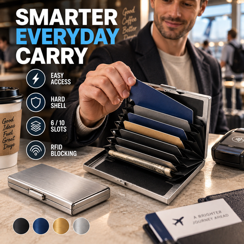 ⚡50% OFF💳 RFID-Stainless Steel Blocking Card Wallet✨ Slim & Secure 🔒