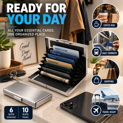 ⚡50% OFF💳 RFID-Stainless Steel Blocking Card Wallet✨ Slim & Secure 🔒