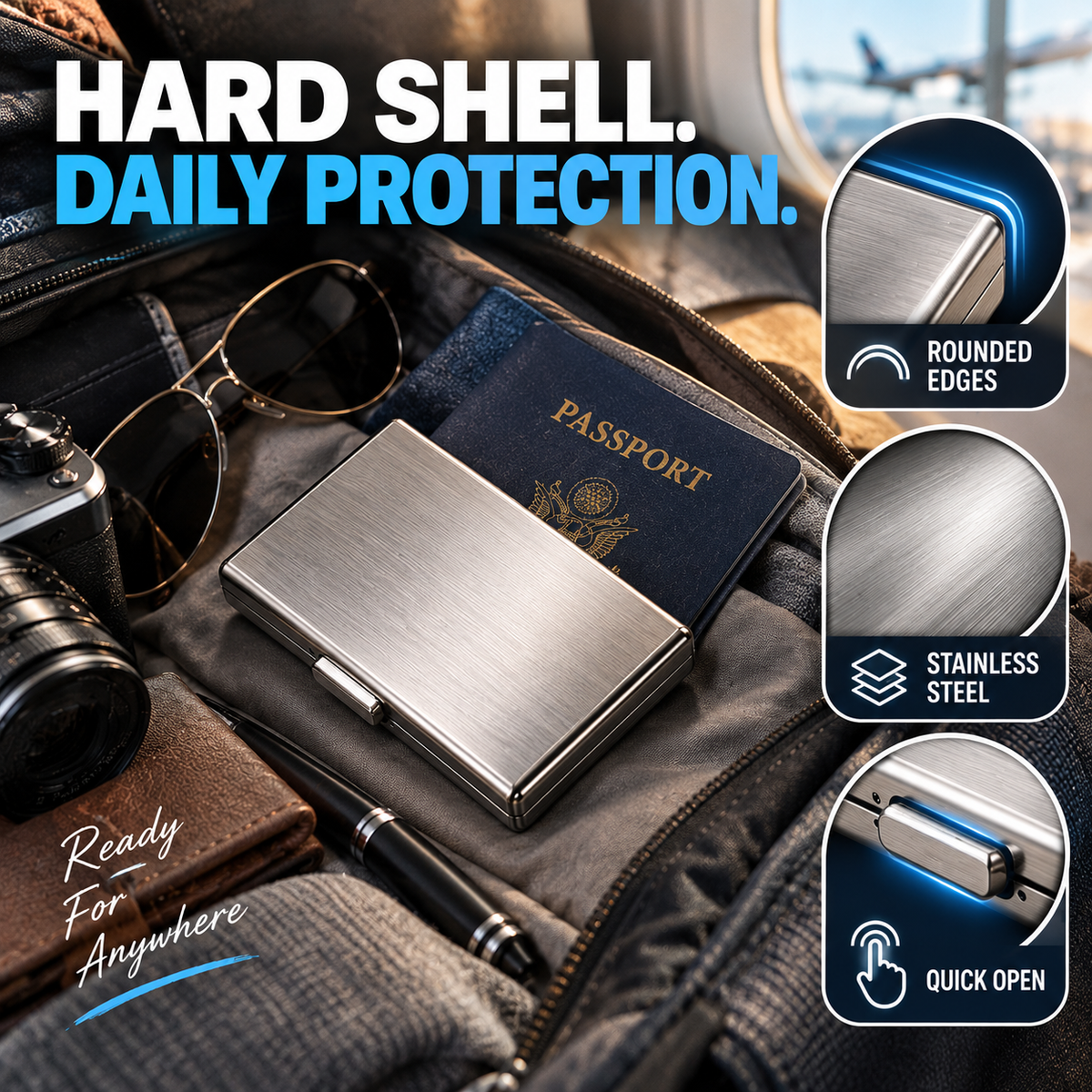 ⚡50% OFF💳 RFID-Stainless Steel Blocking Card Wallet✨ Slim & Secure 🔒