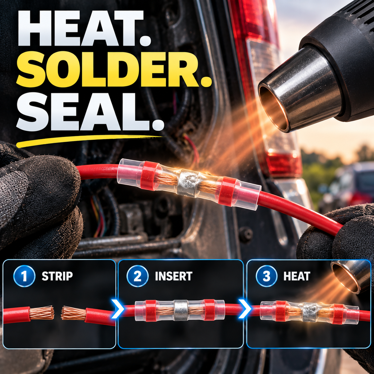 🔥 50% OFF Last Day⚡ 300PCS Waterproof Solder Connectors✨ Quick & Secure
