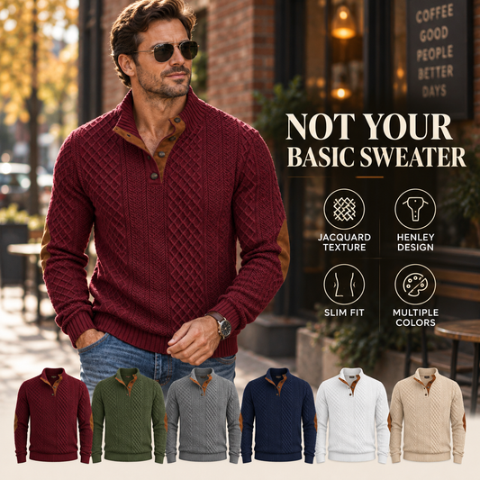 ⚡50% OFF🧶 Knit Henley Sweater✨ Soft, Warm & Cozy