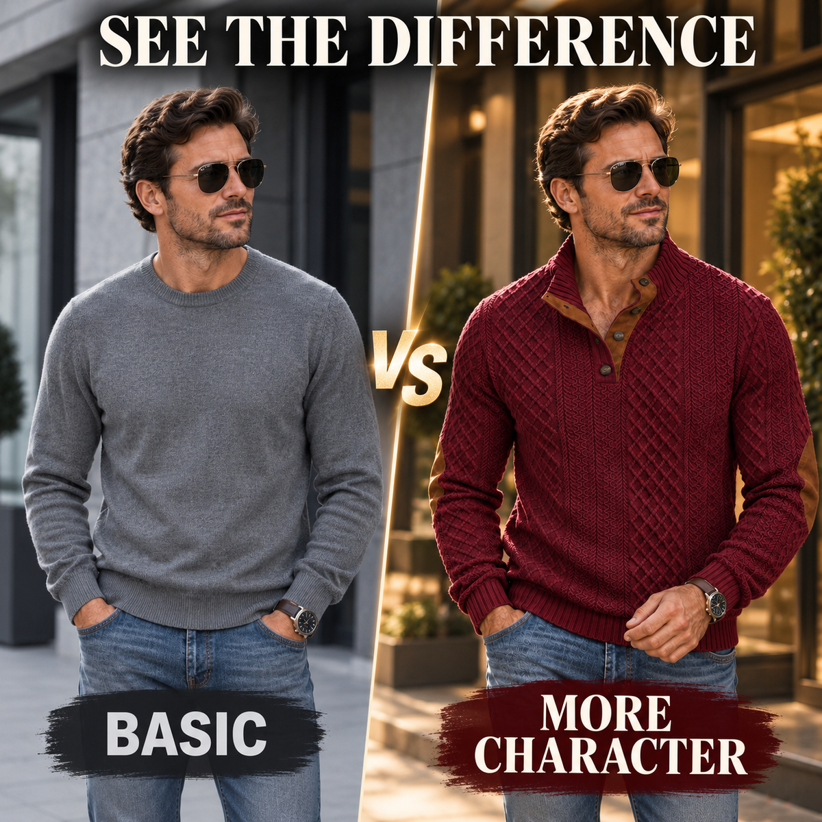 ⚡50% OFF🧶 Knit Henley Sweater✨ Soft, Warm & Cozy
