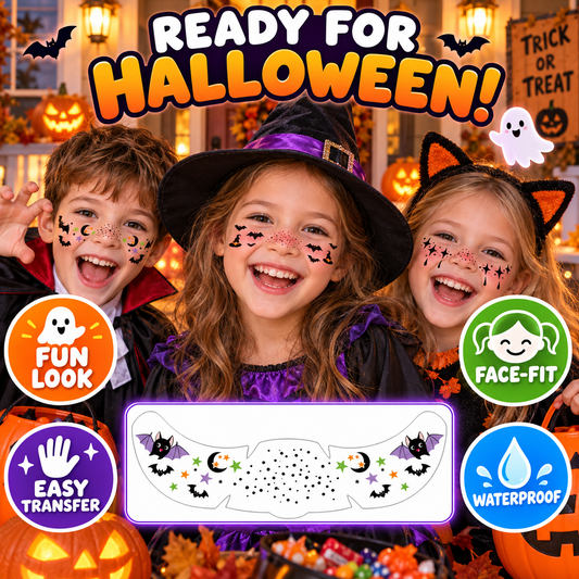 ⚡ 49% OFF🎃 Kids Halloween Face Stickers✨ Skin-Safe, Waterproof & Fun