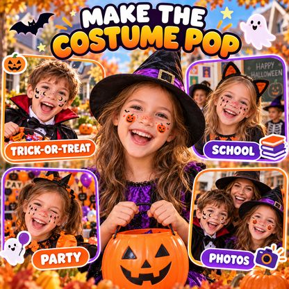 ⚡ 49% OFF🎃 Kids Halloween Face Stickers✨ Skin-Safe, Waterproof & Fun