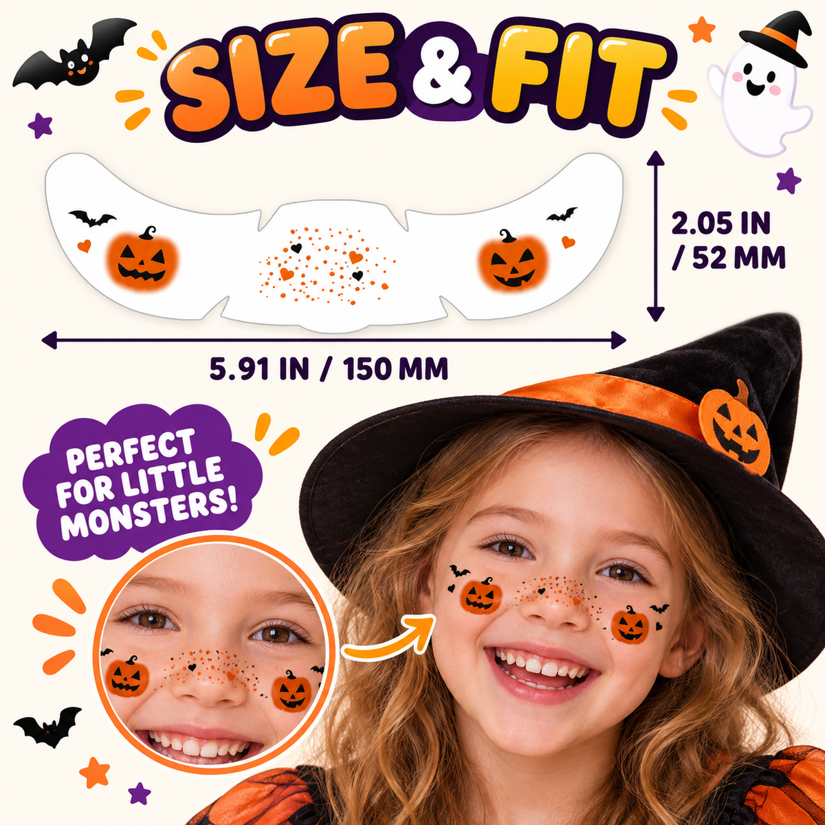 ⚡ 49% OFF🎃 Kids Halloween Face Stickers✨ Skin-Safe, Waterproof & Fun