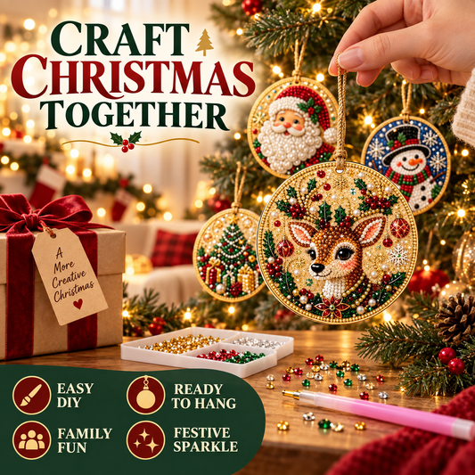 ⚡ 50% OFF🎄 6/12 Pcs Christmas DIY Diamond Painting Ornament Kit✨ Xmas Tree Hanging Pendant