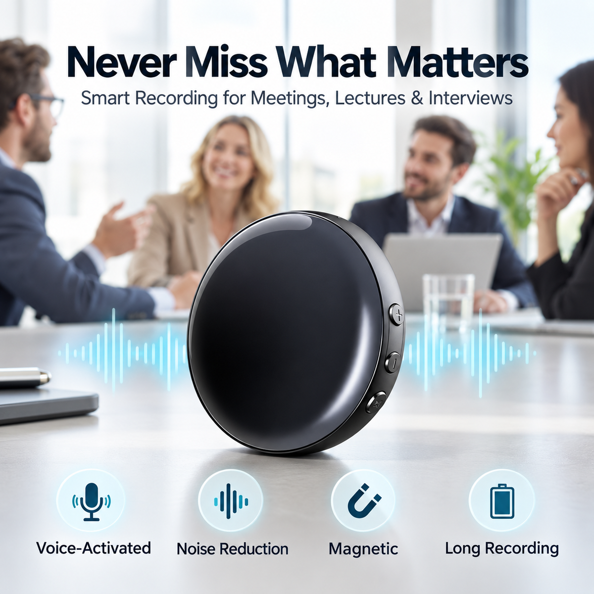 ⚡ 50% OFF🧲 Ultra-Magnetic Voice Recorder✨ HD Noise Reduction & Voice Control
