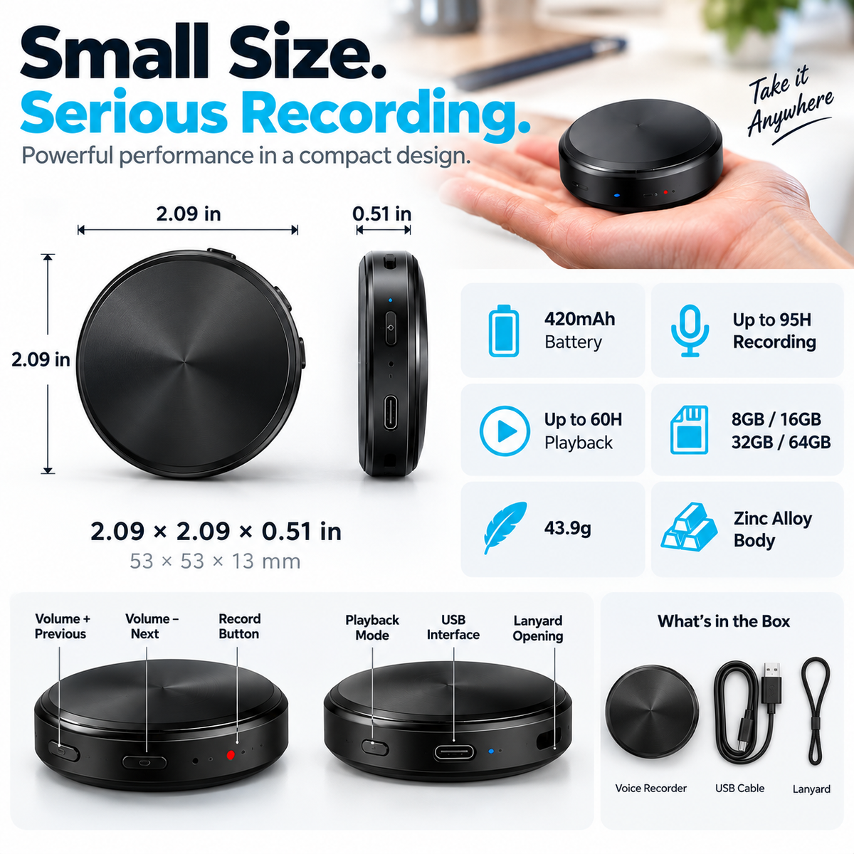 ⚡ 50% OFF🧲 Ultra-Magnetic Voice Recorder✨ HD Noise Reduction & Voice Control