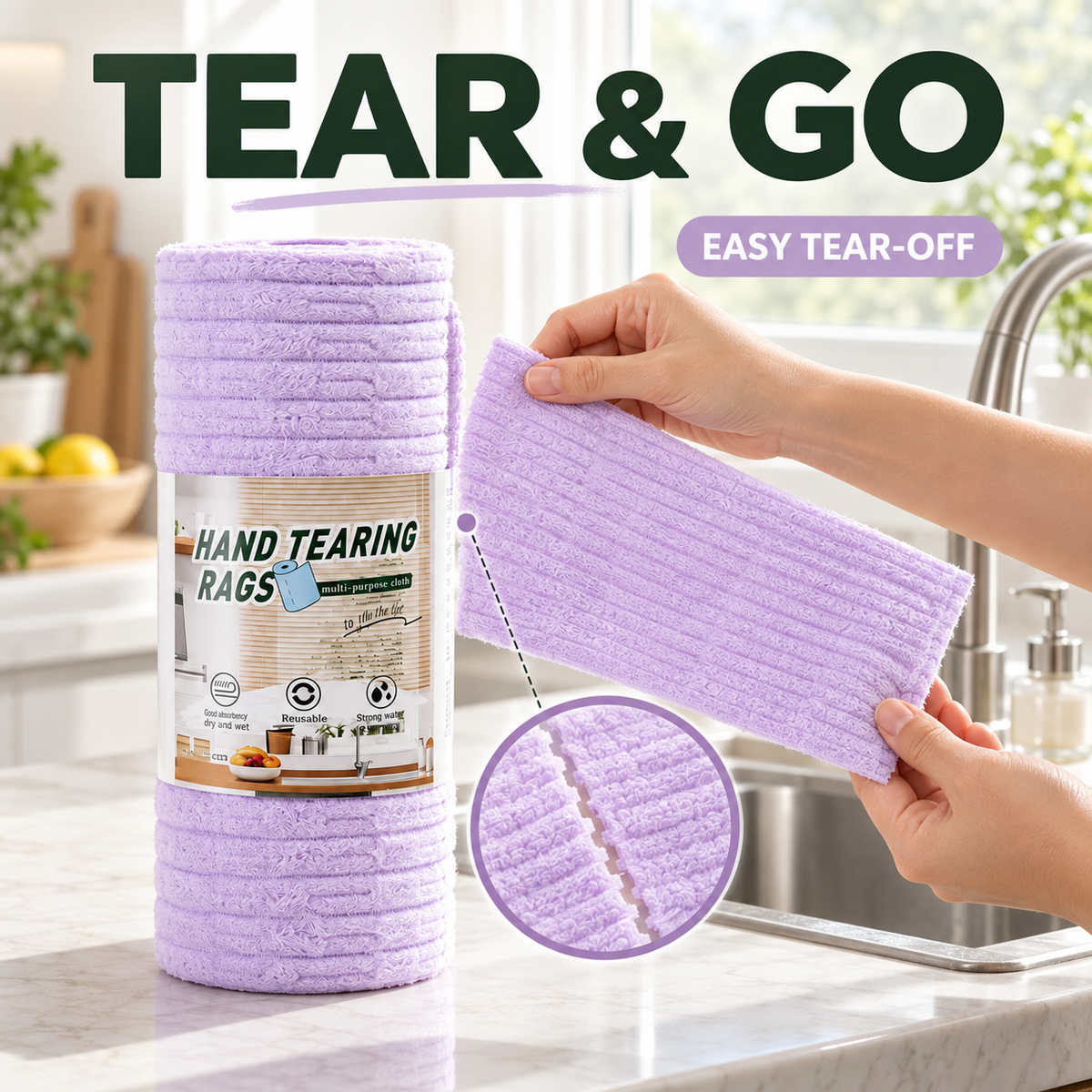 🧽 50% OFF♻️ Reusable Tear-Off Cleaning Cloth Roll✨ Multipurpose & Washable