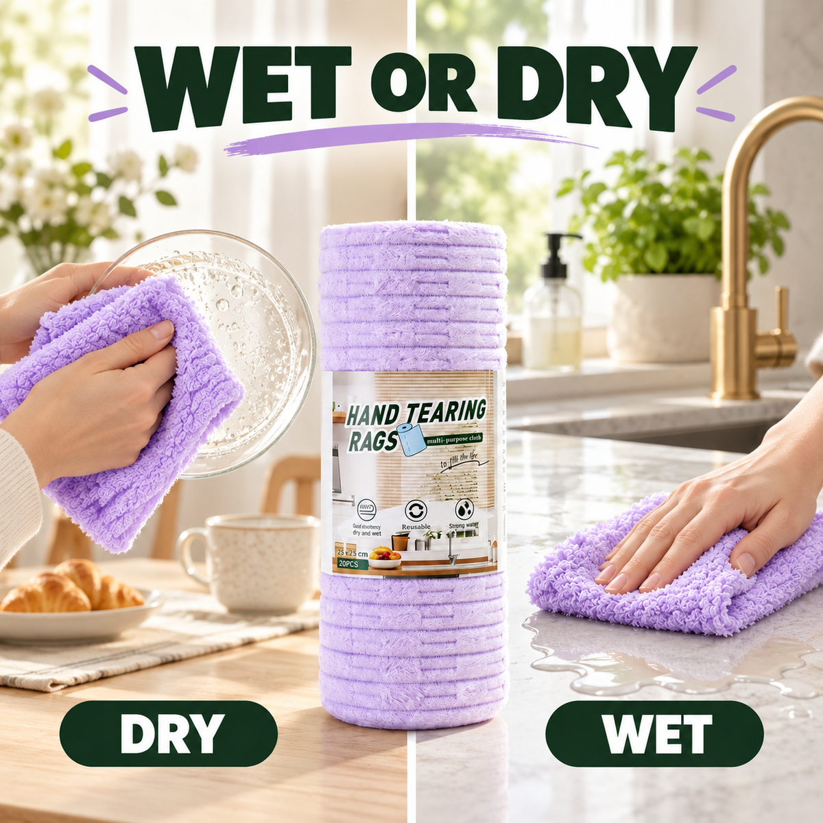 🧽 50% OFF♻️ Reusable Tear-Off Cleaning Cloth Roll✨ Multipurpose & Washable