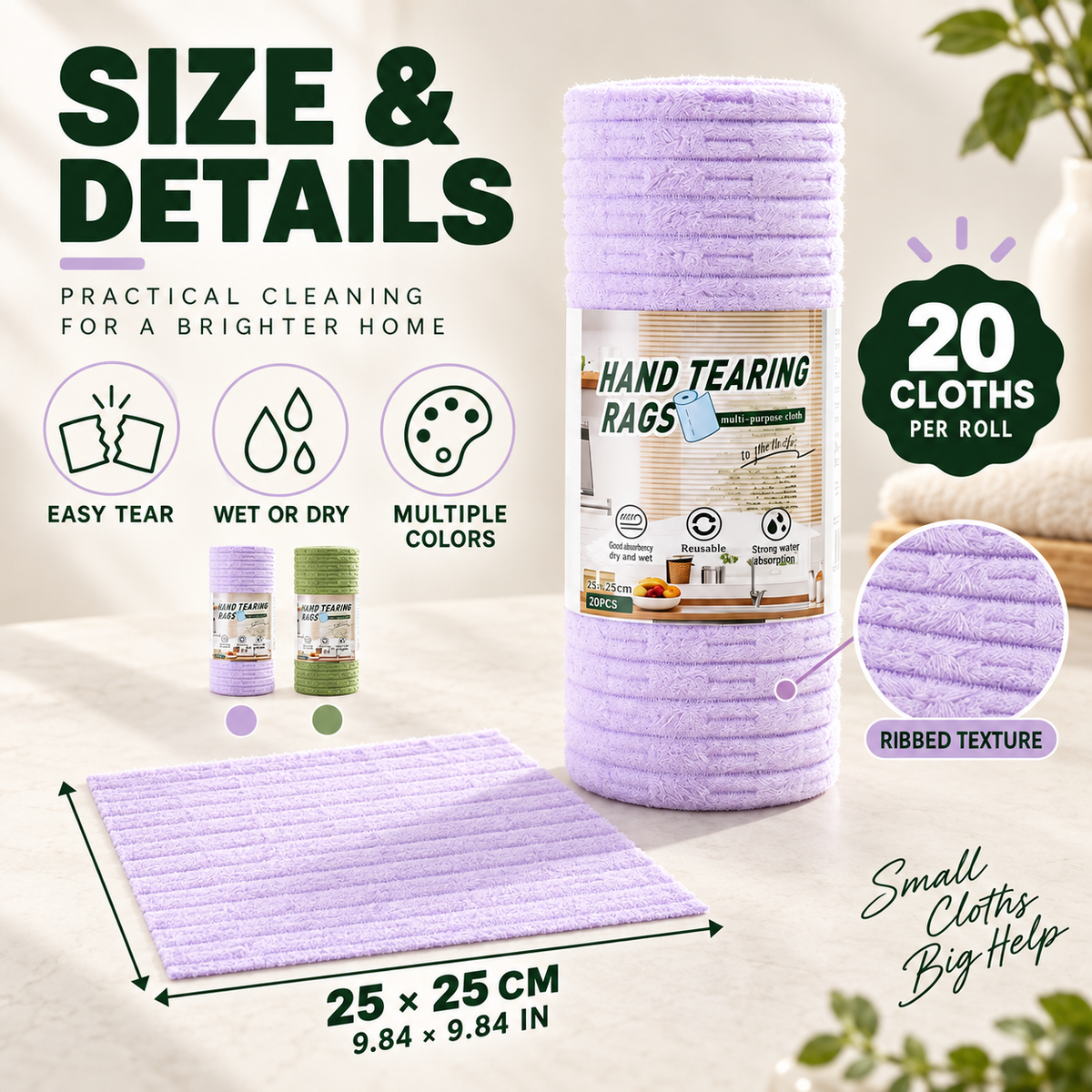 🧽 50% OFF♻️ Reusable Tear-Off Cleaning Cloth Roll✨ Multipurpose & Washable