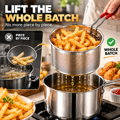 ⚡ 50% OFF🍳 Stainless Steel Deep Fryer Set✨ Durable, Even Heating & Easy Clean