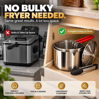 ⚡ 50% OFF🍳 Stainless Steel Deep Fryer Set✨ Durable, Even Heating & Easy Clean