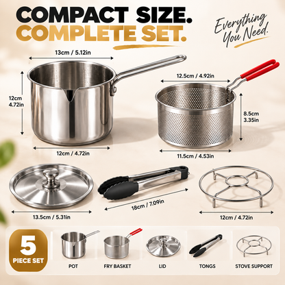⚡ 50% OFF🍳 Stainless Steel Deep Fryer Set✨ Durable, Even Heating & Easy Clean