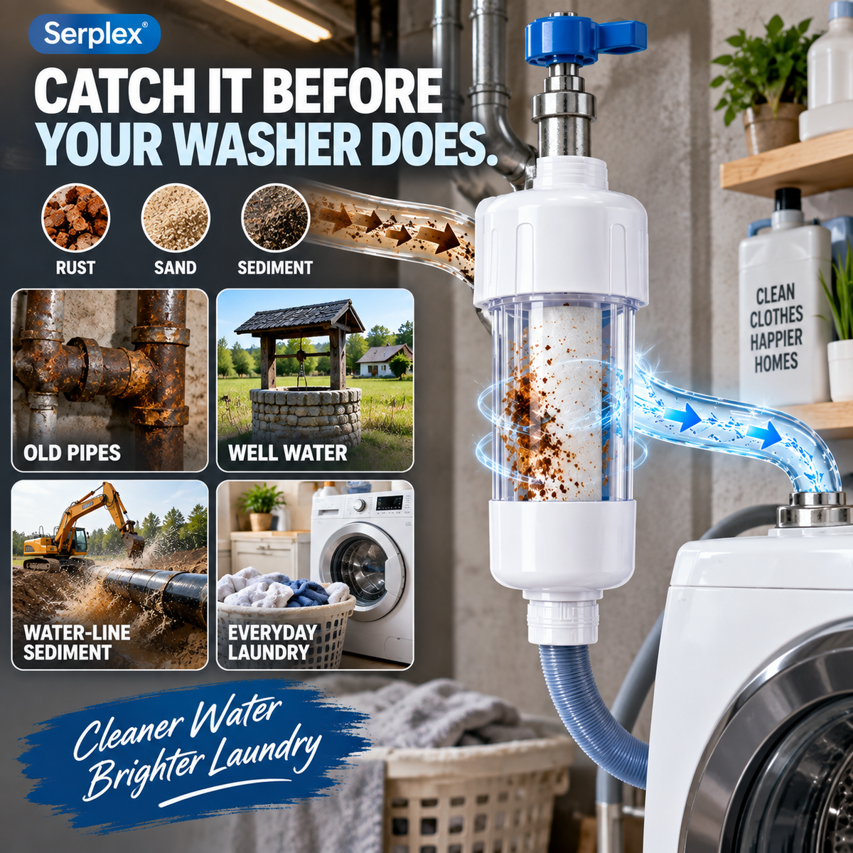 💧 50% OFF🧺 Serplex Washing Machine Water Filter✨ 3-Pack, Clean & Protect