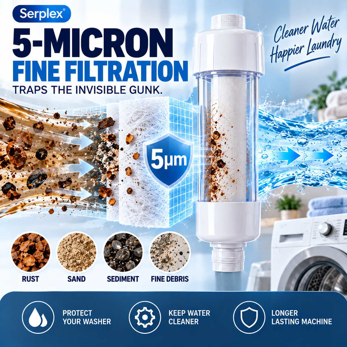 💧 50% OFF🧺 Serplex Washing Machine Water Filter✨ 3-Pack, Clean & Protect