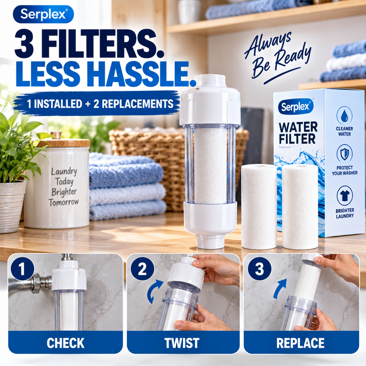 💧 50% OFF🧺 Serplex Washing Machine Water Filter✨ 3-Pack, Clean & Protect