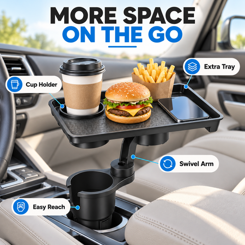 ⚡ 50% OFF🚗 Multifunctional Car Cup Holder Expander✨ Small Tray & Extra Storage