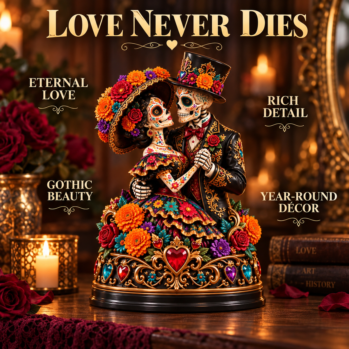 ⚡ 50% OFF💀 Eternal Dance Skeleton Couple Figurine🖤 Romantic Gothic Decor & Gift