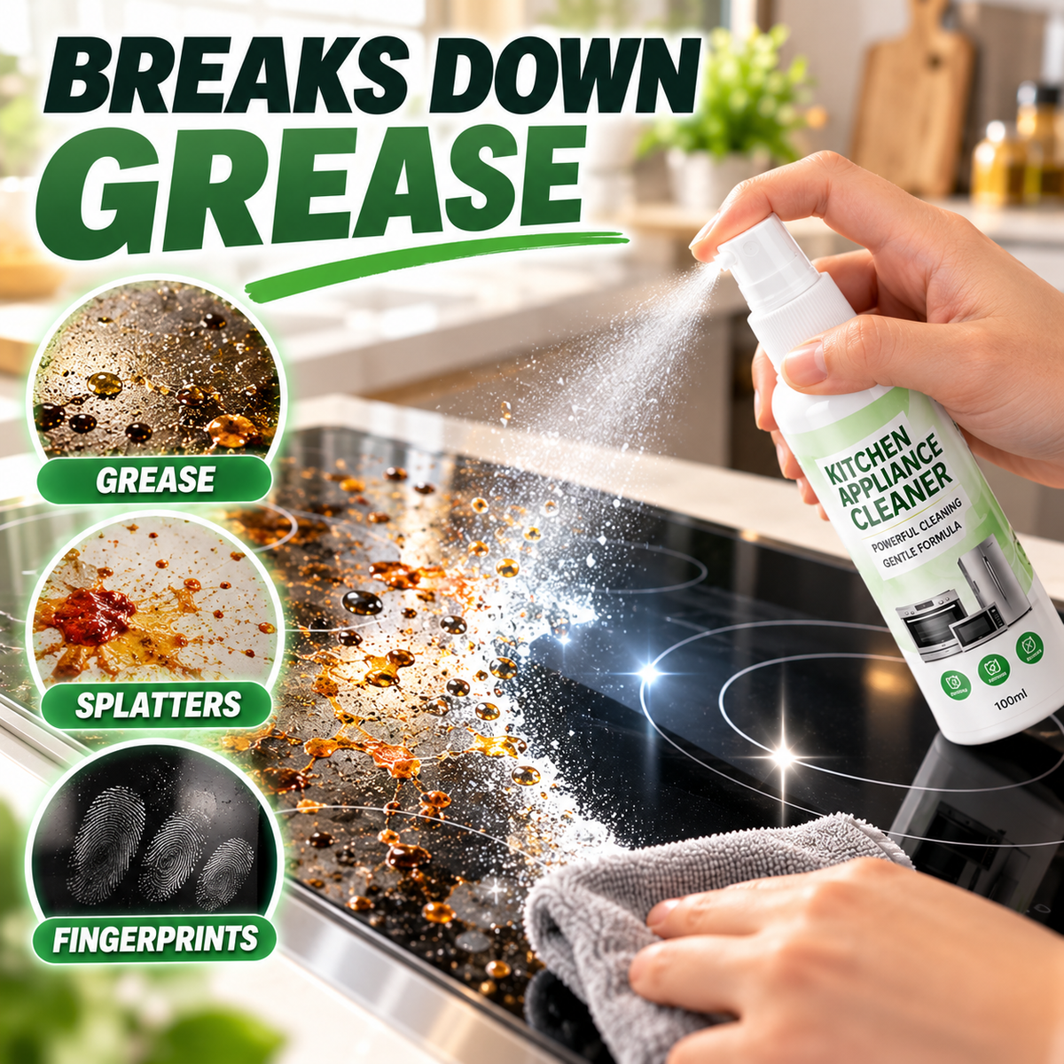 💥 50% OFF🧴 Kitchen Appliance Cleaner✨ Gentle Formula, Cuts Grease & Leaves Shine