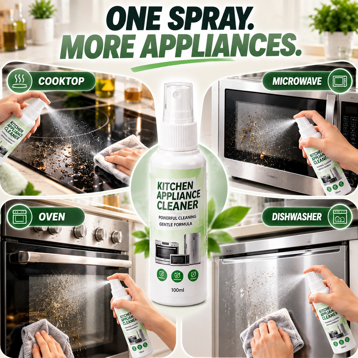 💥 50% OFF🧴 Kitchen Appliance Cleaner✨ Gentle Formula, Cuts Grease & Leaves Shine