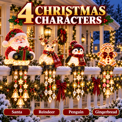 🔥Limited Time-50% OFF🎅 Christmas Porch Railing Lights✨ 4 Festive Characters, Bright & Cheerful