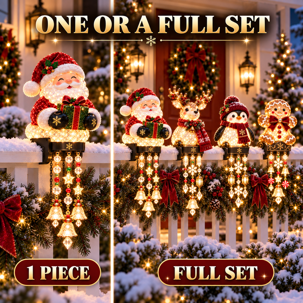 🔥Limited Time-50% OFF🎅 Christmas Porch Railing Lights✨ 4 Festive Characters, Bright & Cheerful