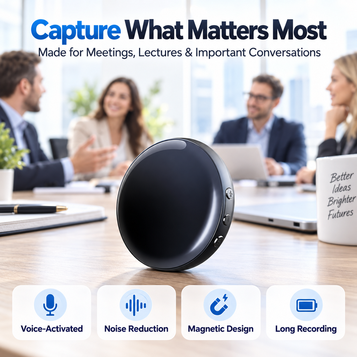 ⚡ 50% OFF🧲 Ultra-Magnetic Voice Recorder✨ HD Noise Reduction & Voice Control