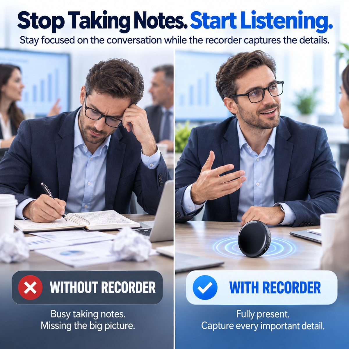 ⚡ 50% OFF🧲 Ultra-Magnetic Voice Recorder✨ HD Noise Reduction & Voice Control