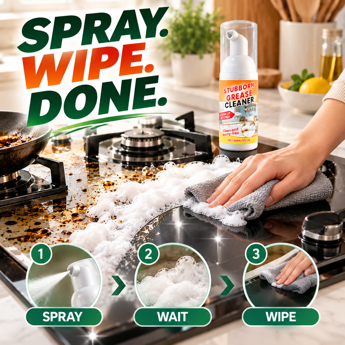 💥 50% OFF🧴 Kitchen Grease Cleaning Mousse✨ Instant Deep Clean