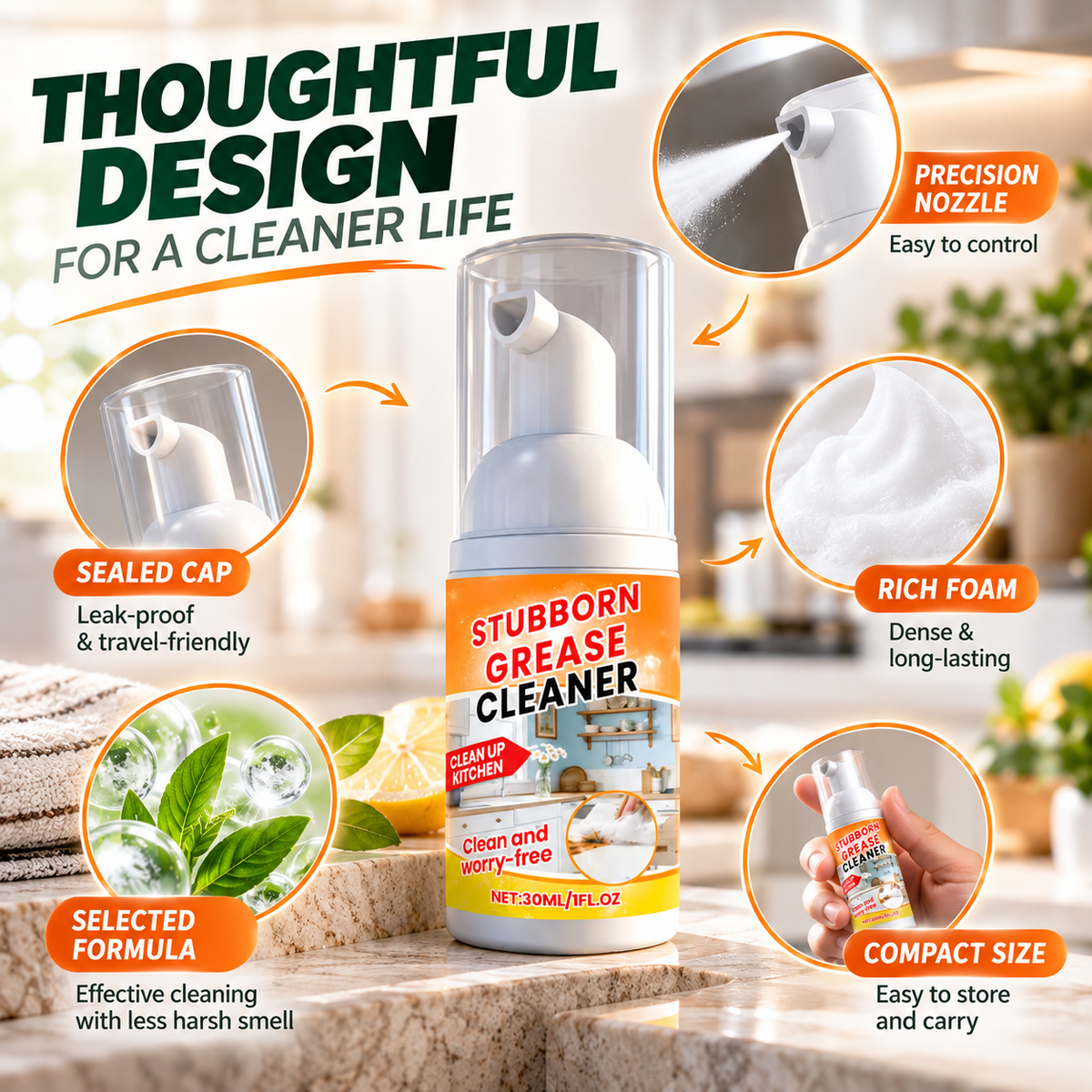 💥 50% OFF🧴 Kitchen Grease Cleaning Mousse✨ Instant Deep Clean