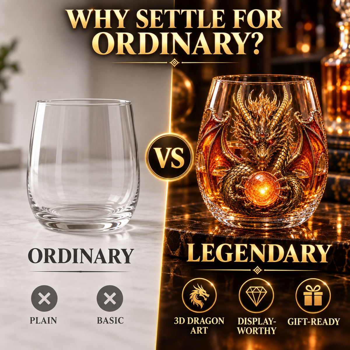 🔥Limited Time-50% OFF🐉 Mythic Dragon Glass Cup✨ Raised Fantasy Art for Whiskey & Décor