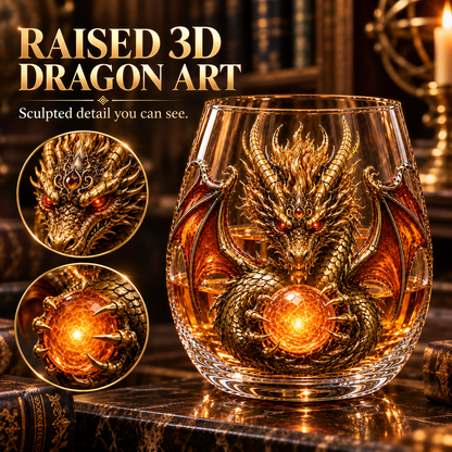 🔥Limited Time-50% OFF🐉 Mythic Dragon Glass Cup✨ Raised Fantasy Art for Whiskey & Décor