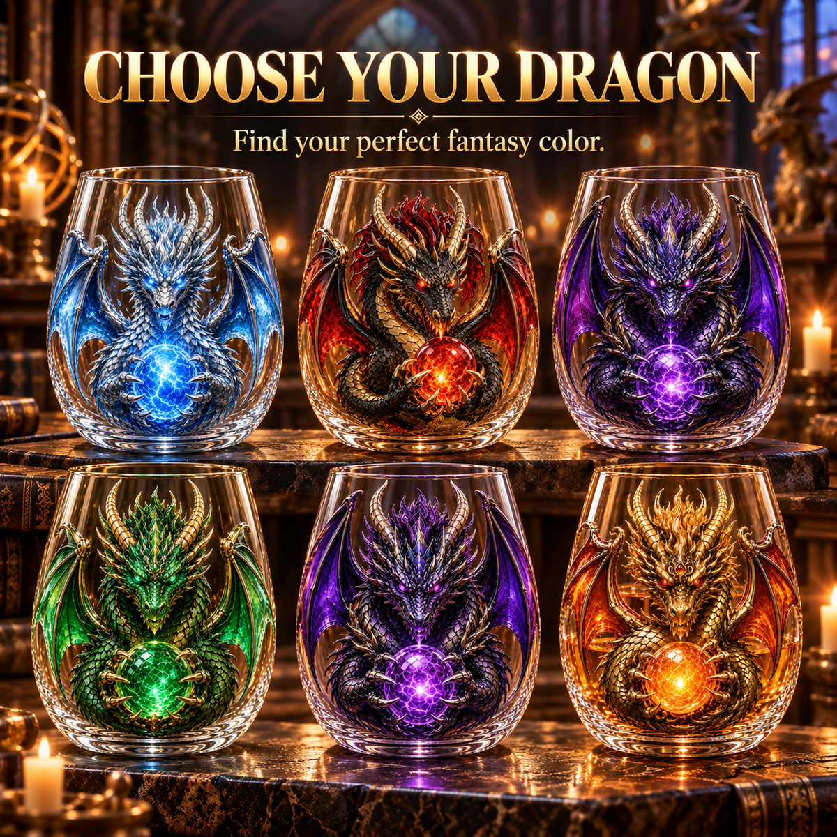 🔥Limited Time-50% OFF🐉 Mythic Dragon Glass Cup✨ Raised Fantasy Art for Whiskey & Décor